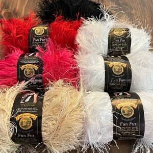Lot of 7 Skeins Lion Brand Fun Fur 100% Polyester Yarn in 5 colors
